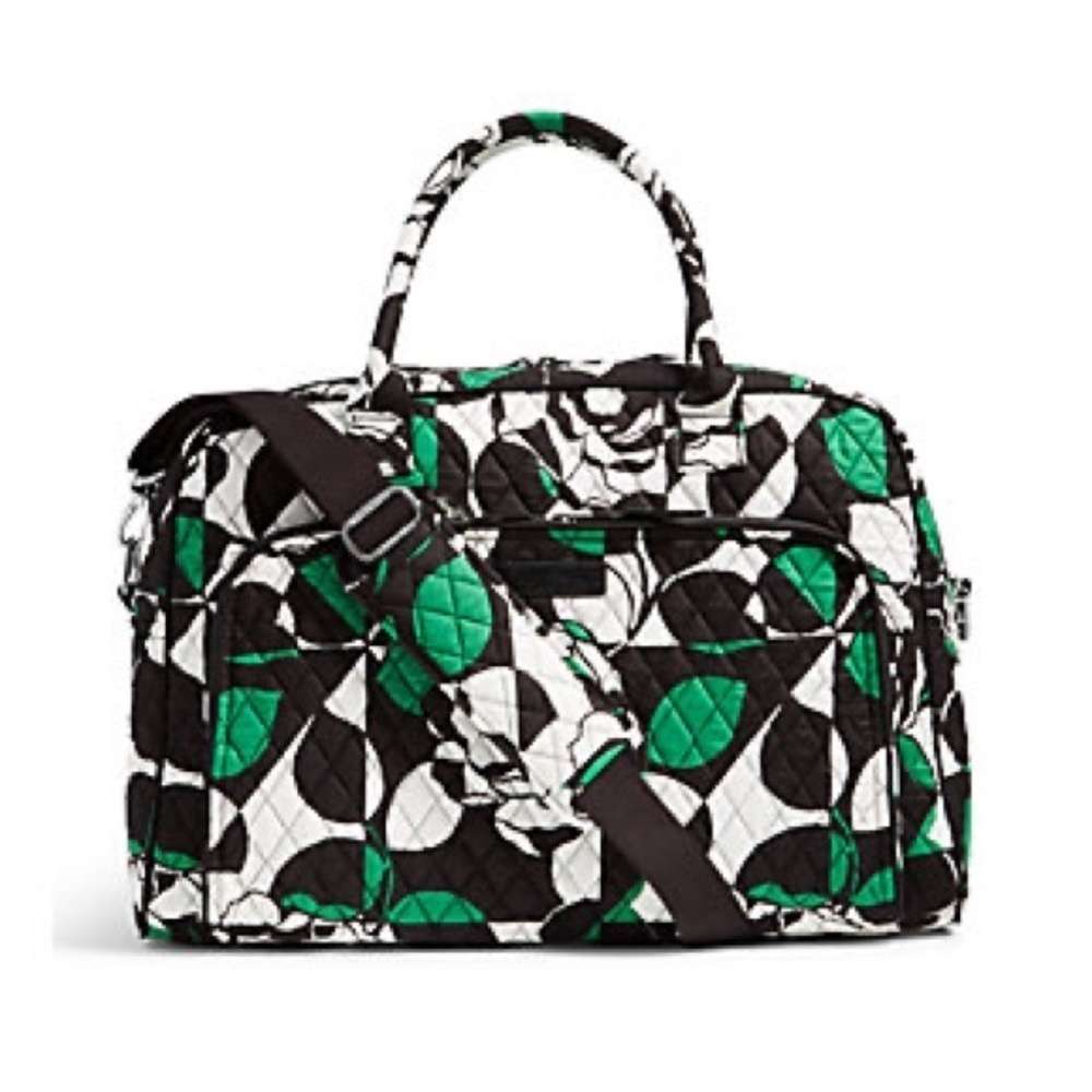 Vera Bradley Imperial Rose black‎ white and green weekender bag